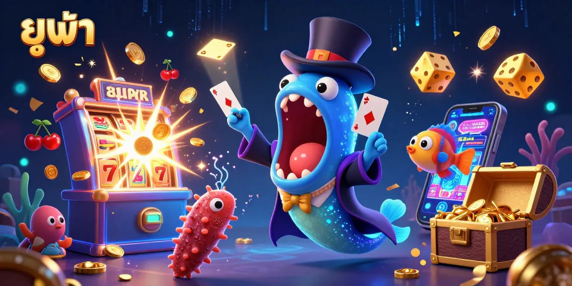 Spin the reels with ยูฟ่า in this vibrant casino-themed 3D illustration featuring exciting game elements.