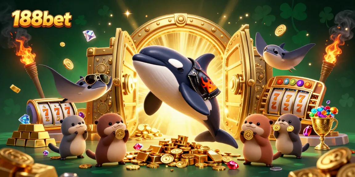Experience thrilling 188bet gaming adventures in a vibrant underwater scene with cartoon animals and treasures.