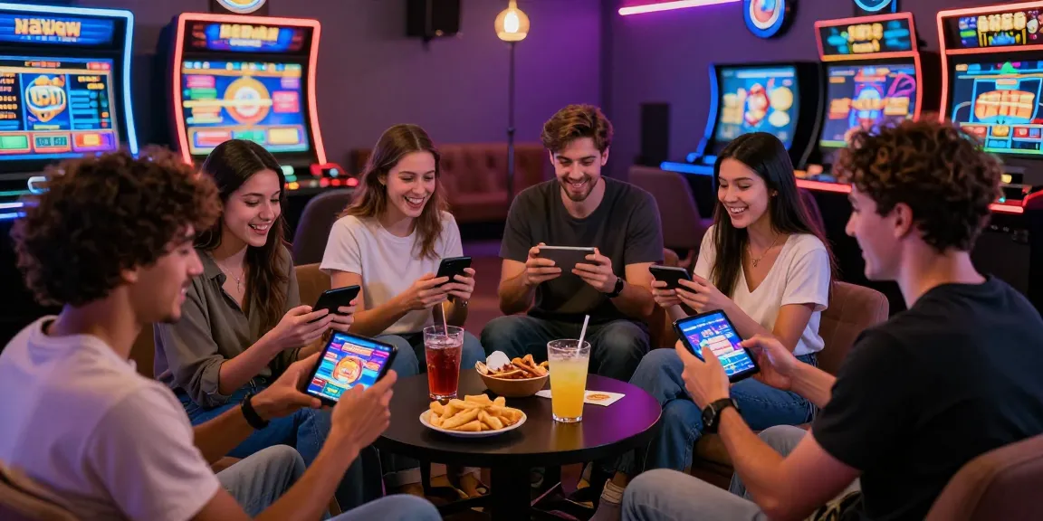 Online gaming excitement at https://esportesdasorte-paraguay.com/ with friends enjoying mobile games and vibrant casino graphics.