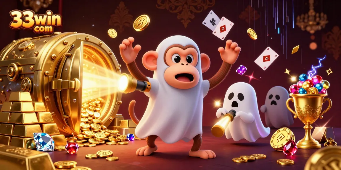 Experience thrilling gaming at 33win com in a spectacular haunted casino scene featuring golden surprises!