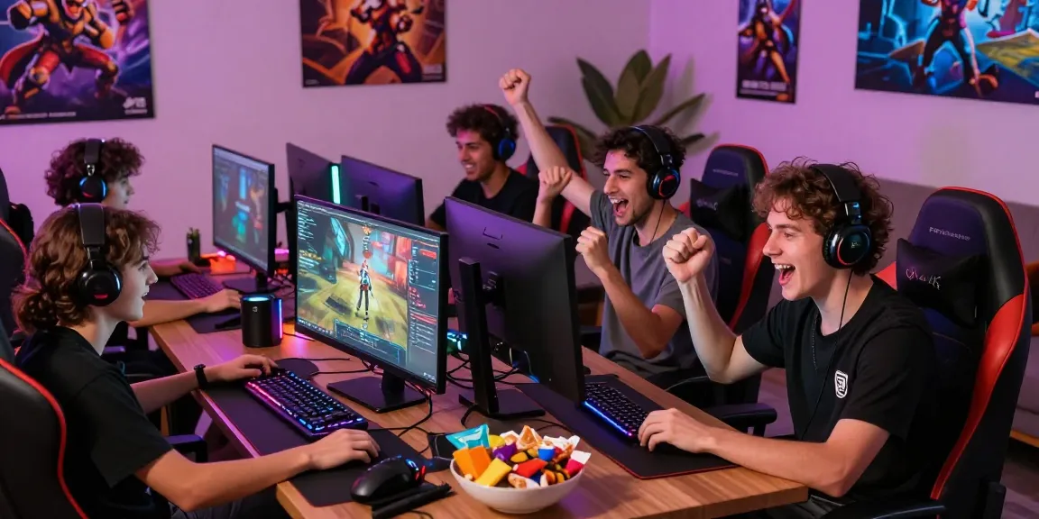 Dynamic gaming scene showcasing players enjoying a stable digital platform at https://www.amigogrillandco.com/menu.php, celebrating wins together.