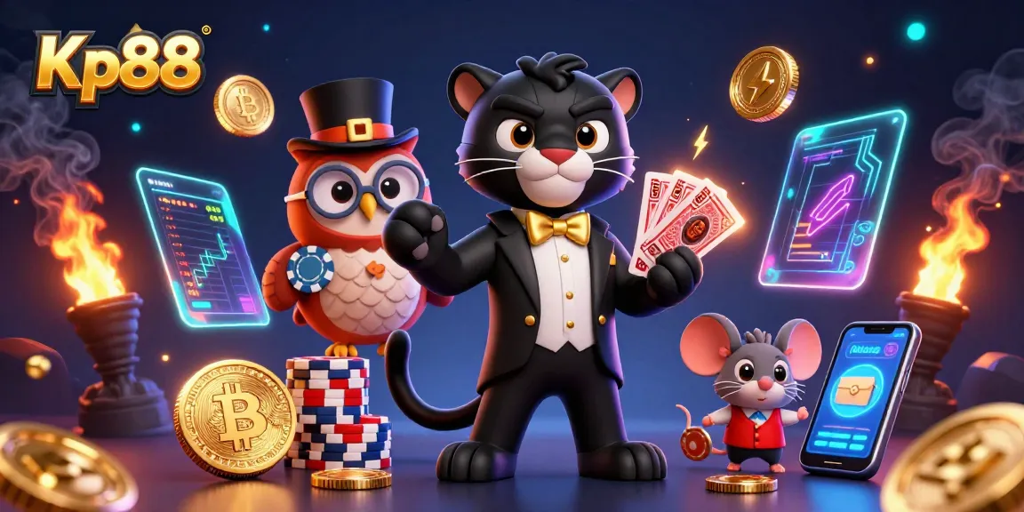 Kp88 features stylish characters from a vibrant casino scene, enriching the gambling experience with excitement and strategy.