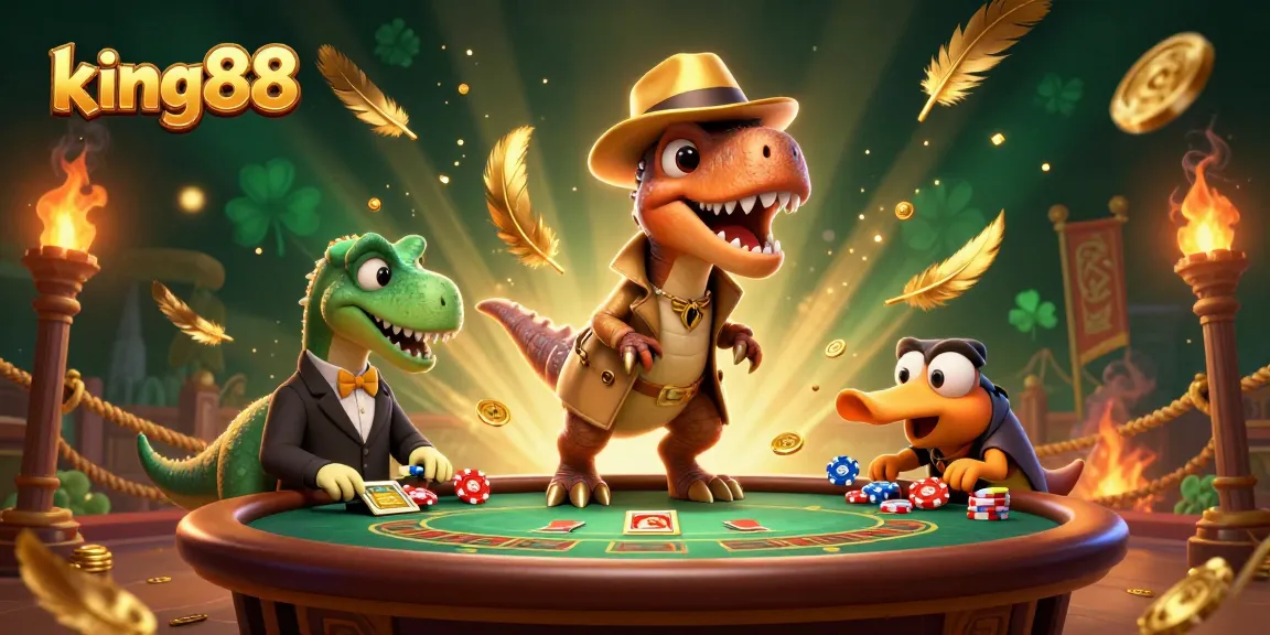 Engage in thrilling gameplay at king88, featuring a velociraptor card counter in action with a unique casino twist.