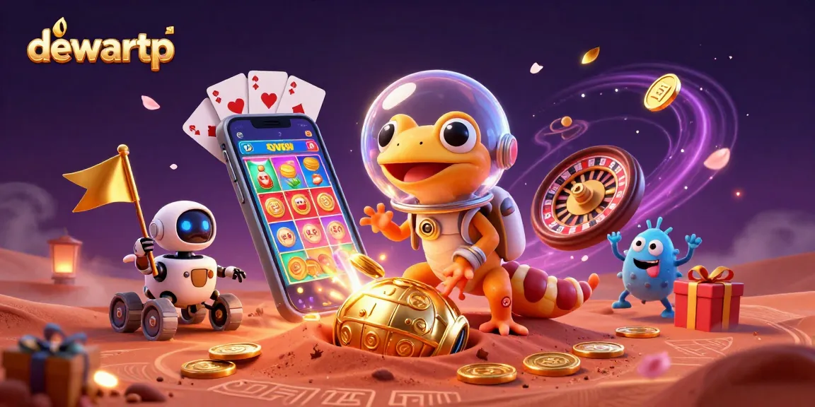 Dewartp merayakan kemenangan dengan gecko Mars dan rover robot di kasino emas.