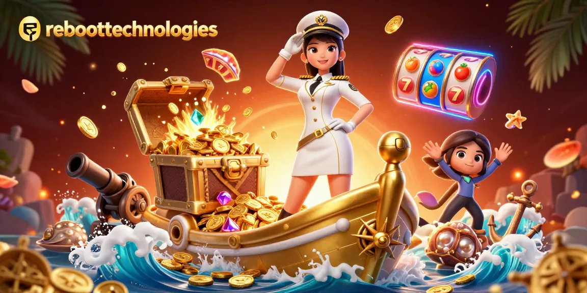 Experience thrilling gameplay with reboottechnologies on a packed 3D casino scene filled with vibrant slot elements.