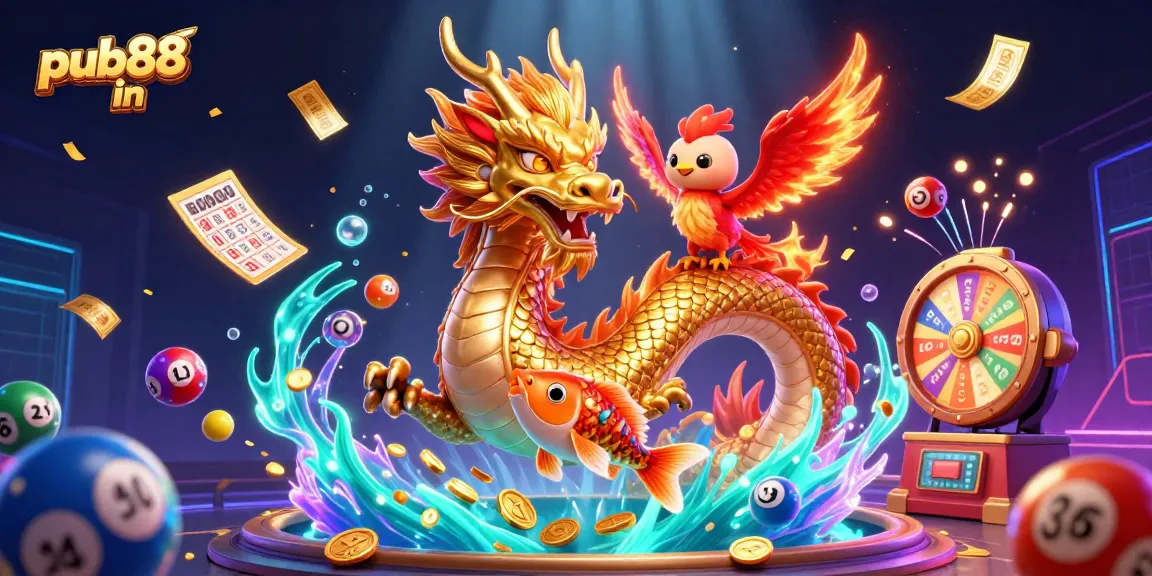 Experience the thrill of winning with pub88 in, a vibrant casino illustration featuring dynamic game elements.