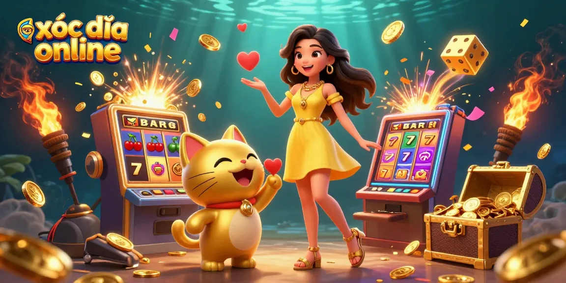 Play xóc đĩa online with exciting symbols and bonuses amid a vibrant casino atmosphere.