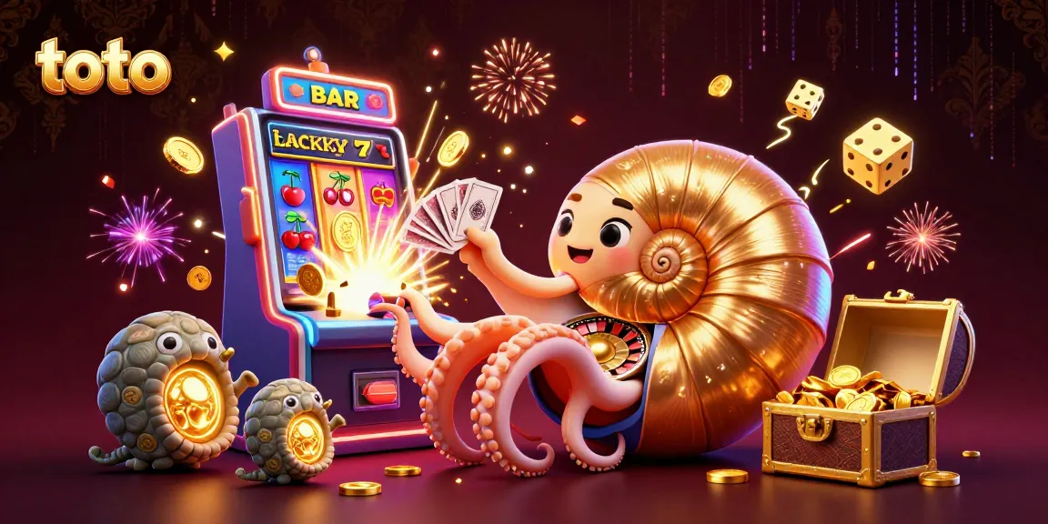Engage in toto gaming with vibrant 3D illustration of a nautilus roulette and slot machine burst.