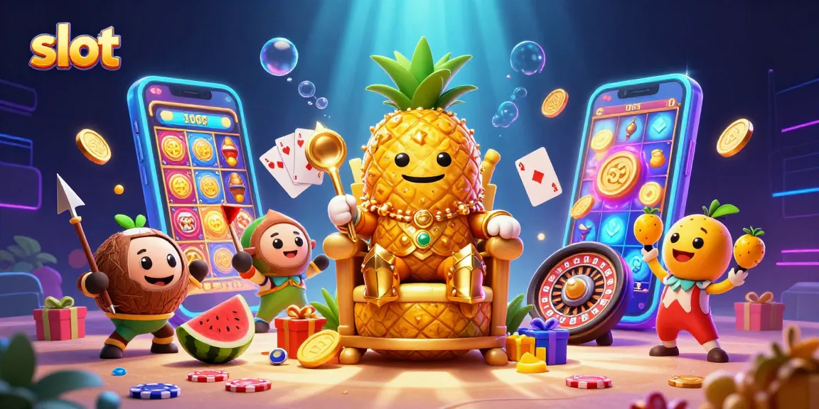 Spin and win with the slot-themed characters and vibrant casino elements in this dynamic scene.