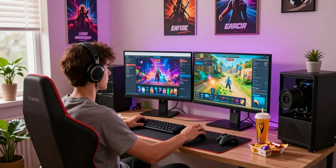 Engaging home gaming setup featuring free games played online.