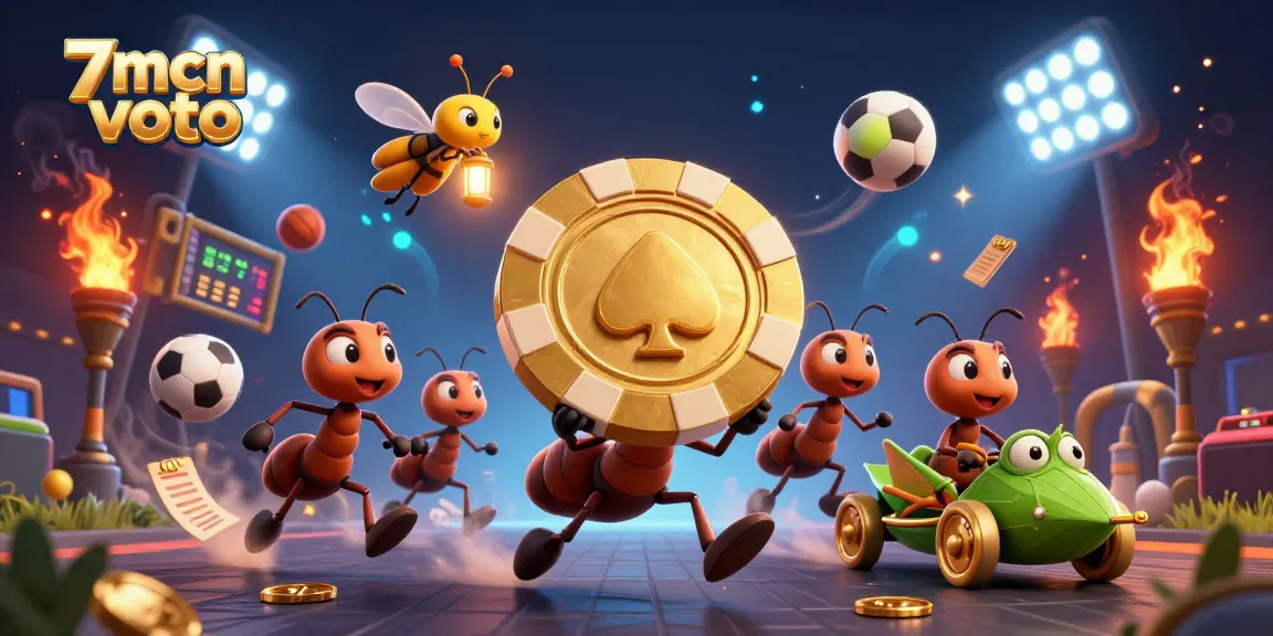 Watch ants navigate a heist with a giant poker chip in this vibrant 7mcn voto illustration.
