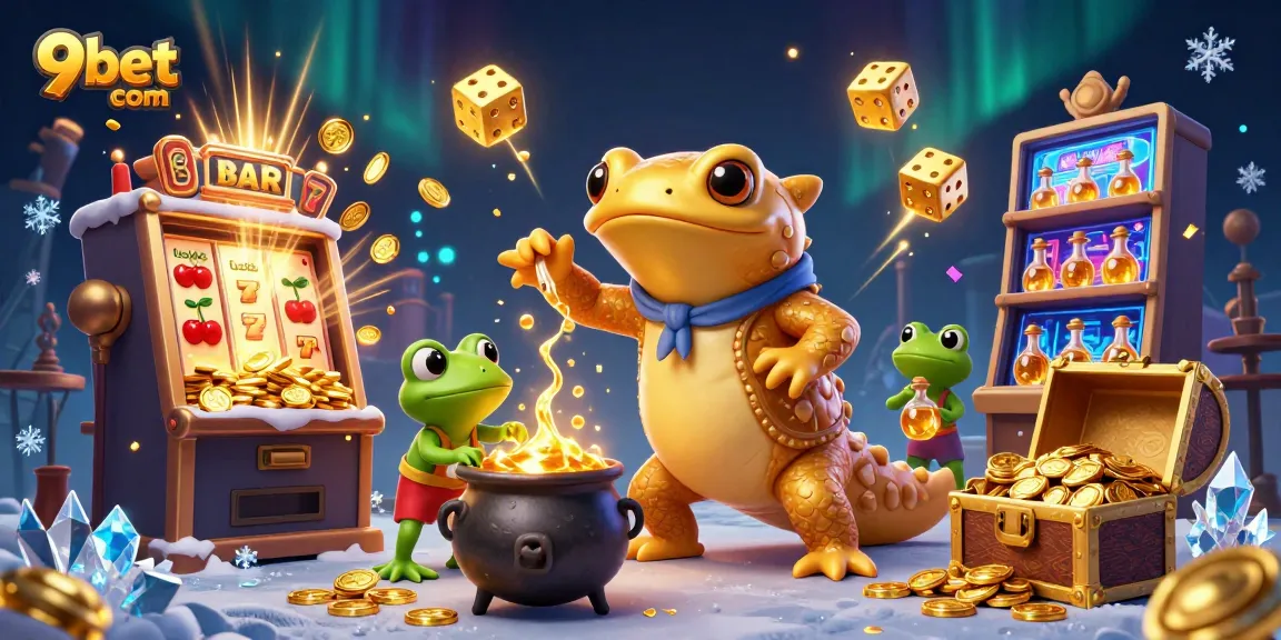 Experience 9bet com's unique gaming atmosphere with a dynamic illustration of enchanting casino elements.