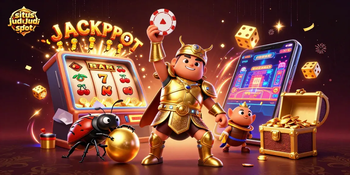 Permainan situs judi slot yang megah, menampilkan karakter lucu bertema kasino dan jackpot yang meriah.