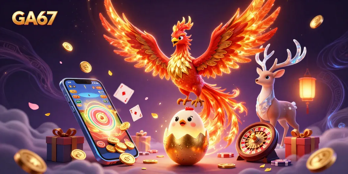 Engage with GA67 in a vibrant online cockfighting arena featuring dynamic game elements and colorful imagery.