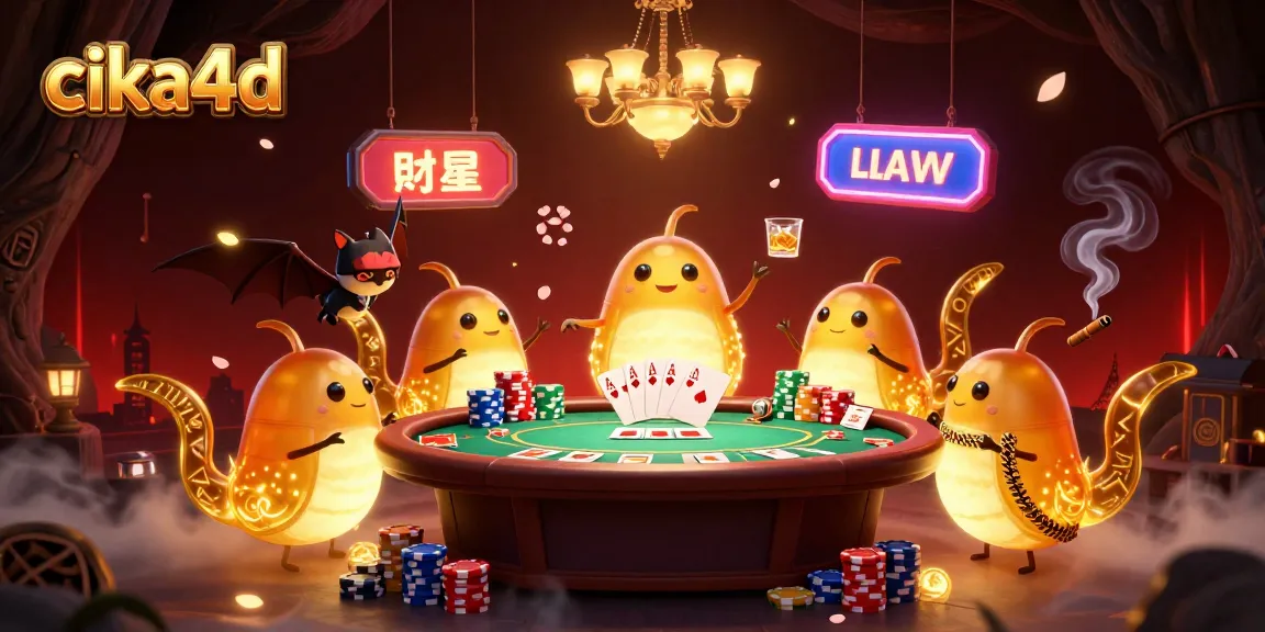 Engage with cika4d as glowworms illuminate a vibrant casino scene, showcasing thrilling poker action.