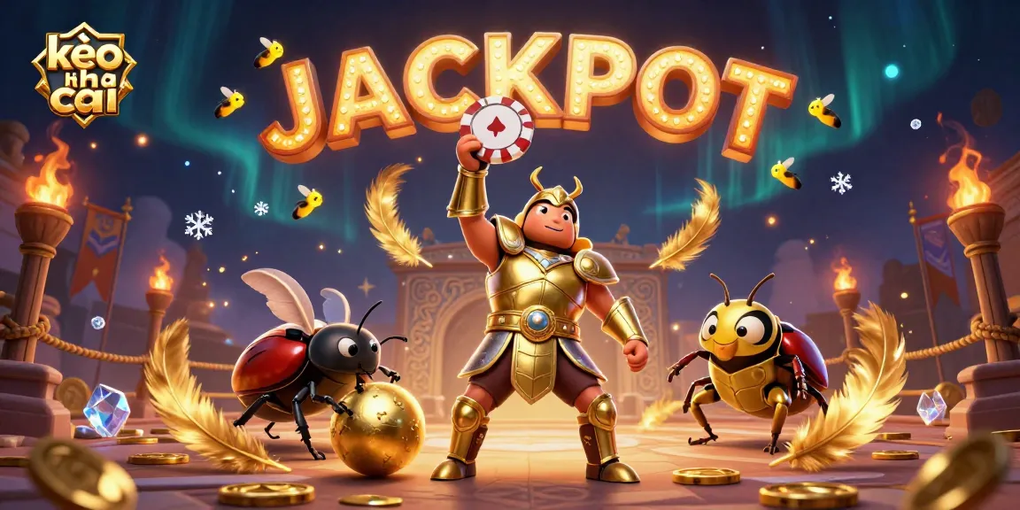 Engage with the thrilling kèo nhà cái scene showcasing a victorious beetle and vibrant casino elements.