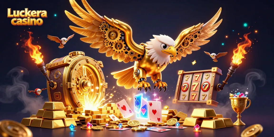 Experience the thrill at Luckera casino with animated scenes of winning gold and vibrant games.