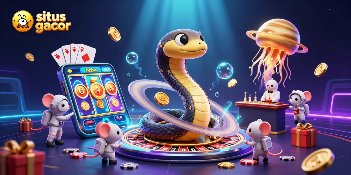 Win big with situs gacor featuring a cosmic roulette scene alive with vibrant characters and games.