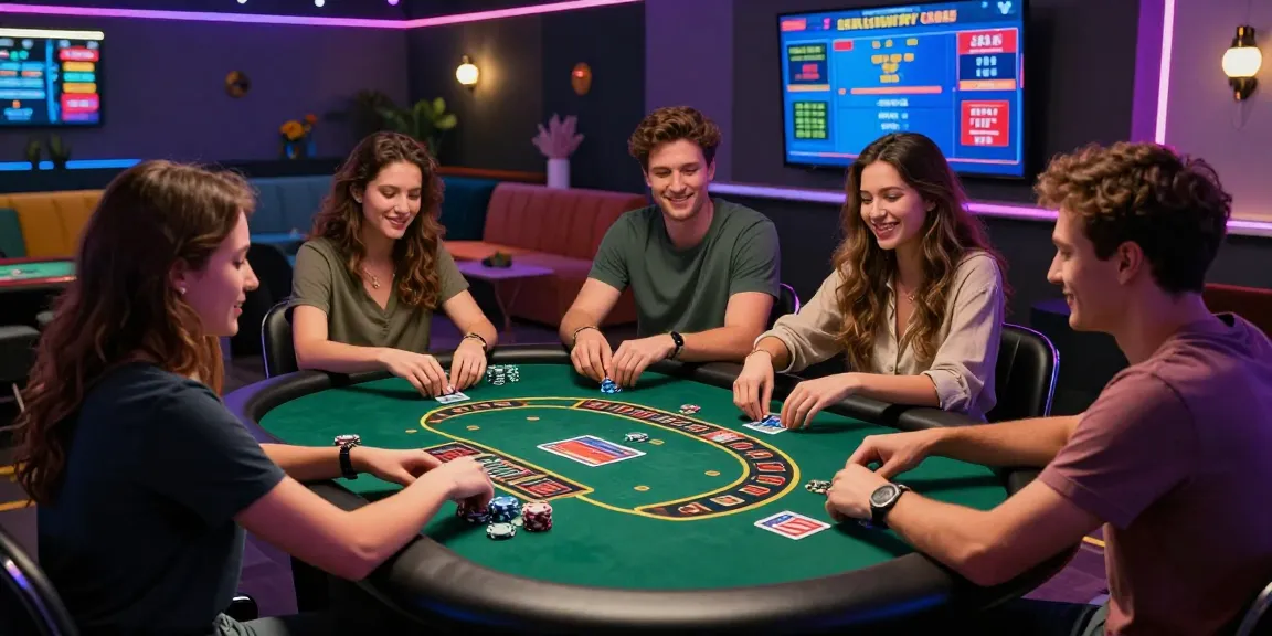 Engaging scene showcasing friends at a credit card casino by https://crownwoods.org.uk, enjoying games in vibrant settings.