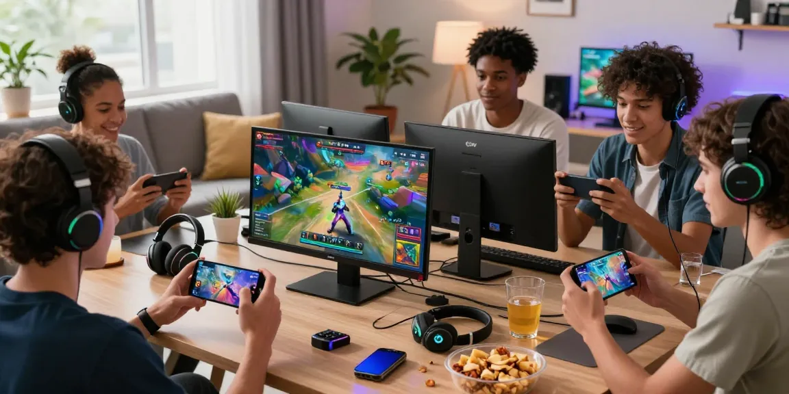 Dynamic group playing 3patti loot apk on smartphones in a cozy living room.