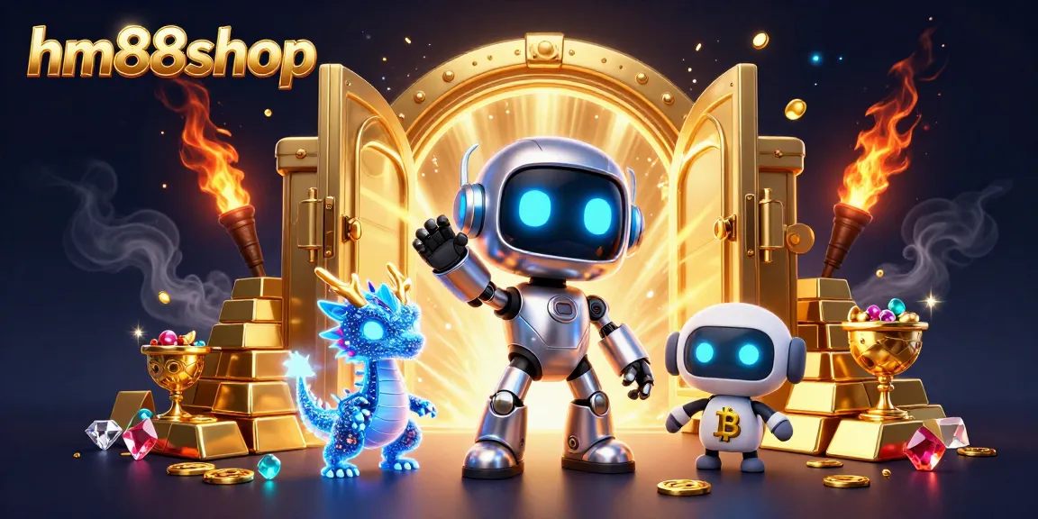 Engage with the vibrant world of hm88shop, featuring dynamic casino elements and futuristic characters.