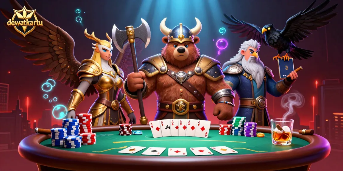 Permainan kartu seru di dewatakartu dengan karakter Viking dan berbagai elemen permainan.