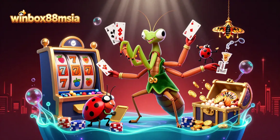 Winbox88msia elevates your gaming experience with a vibrant online casino atmosphere showcasing thrilling slots and lively characters.
