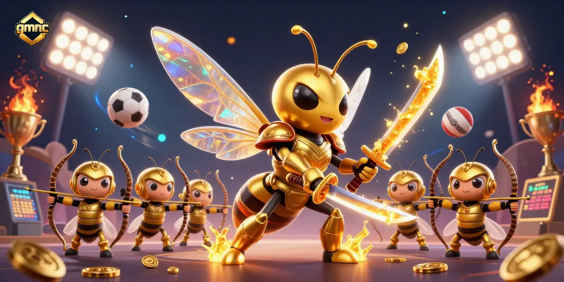 Experience the excitement of betting with gmnc, featuring a dynamic 3D casino scene with vibrant characters and sports elements.