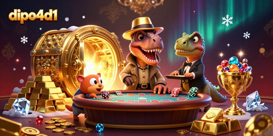 dipo4d1 menciptakan suasana kasino dengan velociraptor yang mencoba berhati-hati di meja blackjack